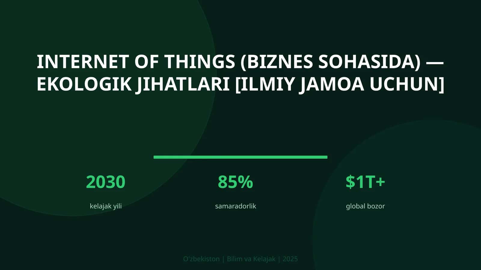 Internet of Things (Biznes Sohasida) — Ekologik Jihatlari [Ilmiy Jamoa Uchun]
