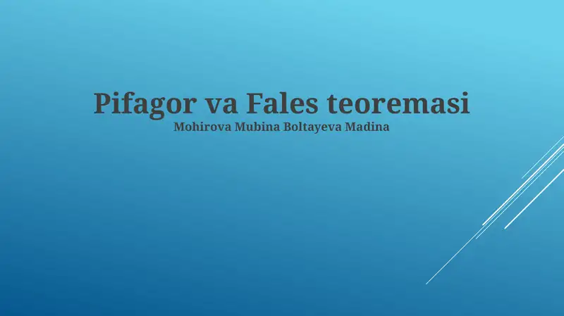 Pifagor va Fales teoremasi