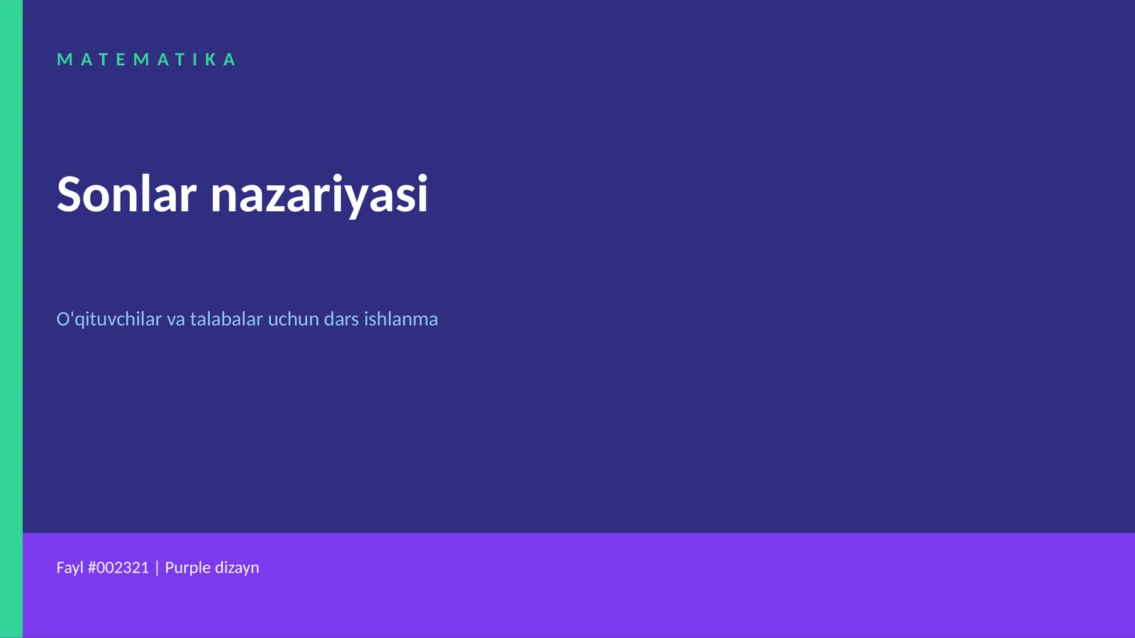 MATEMATIKA - Sonlar nazariyasi