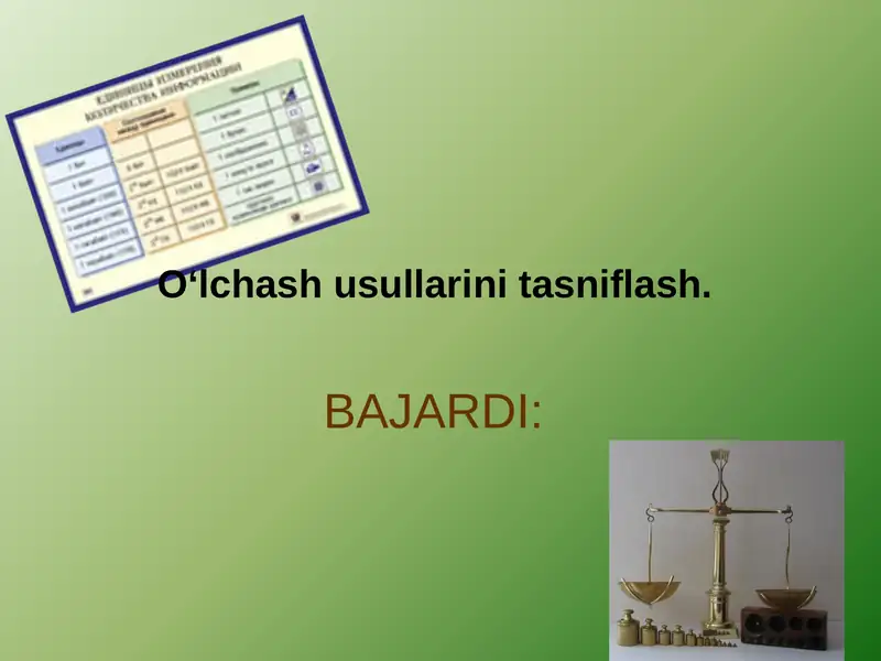O‘lchash usullari