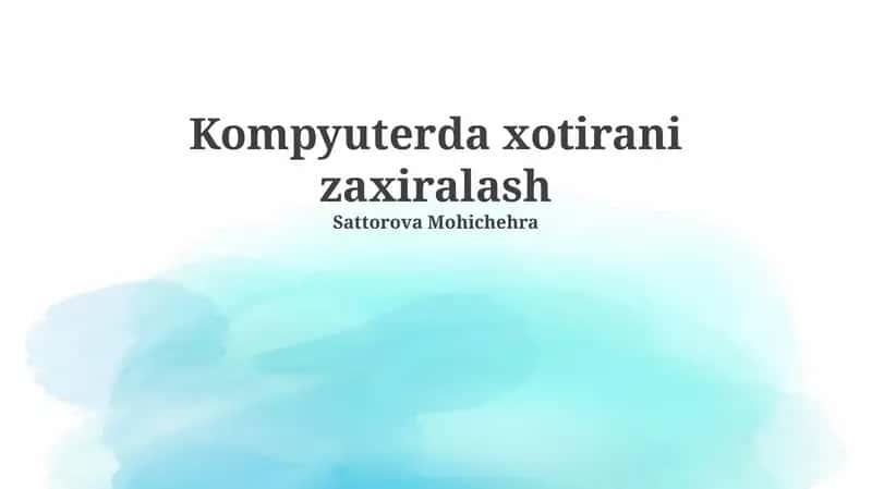 Kompyuterda xotirani zaxiralash