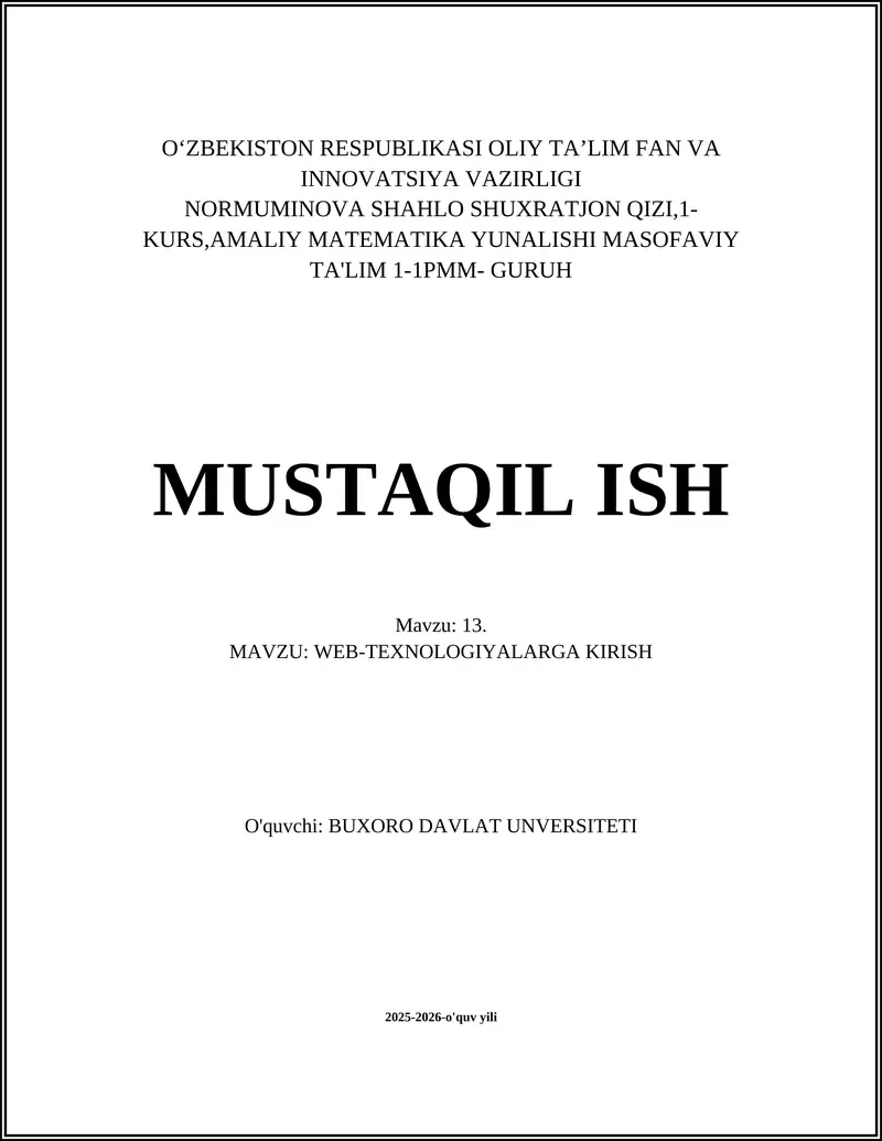Web va Internet tushunchalari