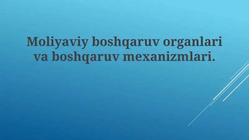 Moliyaviy boshqaruv organlari va boshqaruv mexanizmlari