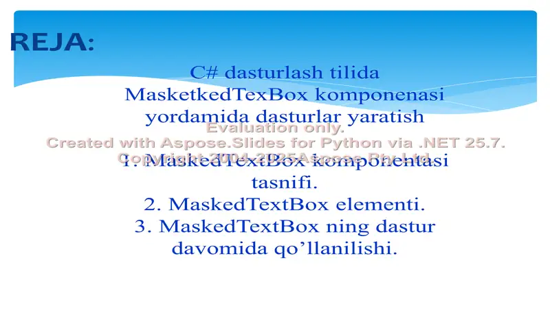 C# dasturlash tilida MaskedTextBox komponentasi yordamida dasturlar yaratish
