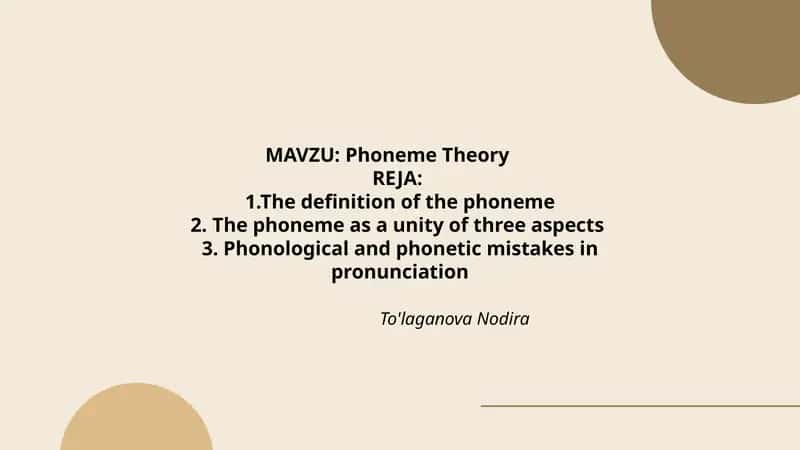 Phoneme Theory