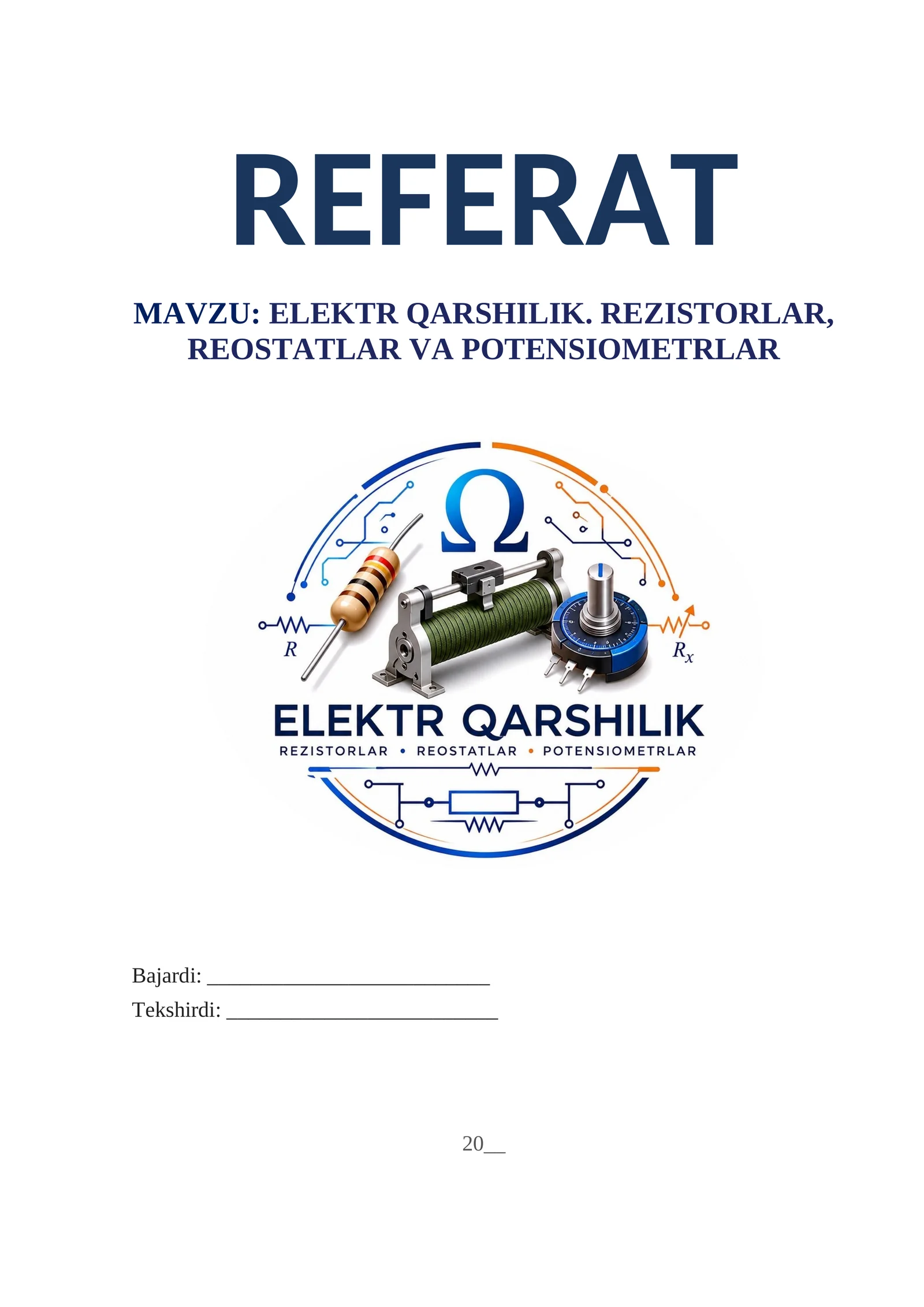 ELEKTR QARSHILIK. Referat