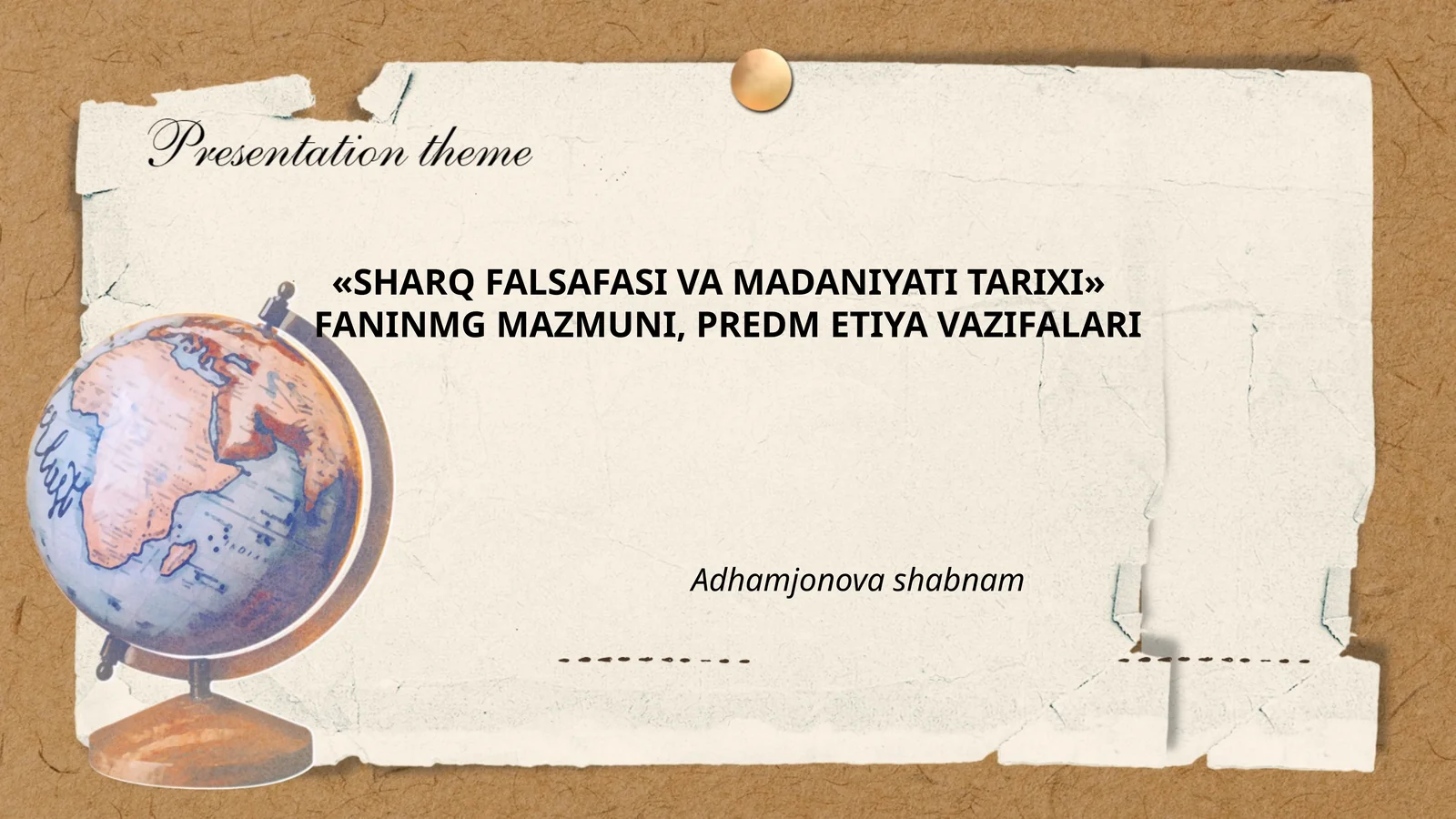 SHARQ FALSAFASI VA MADANIYATI TARIXI