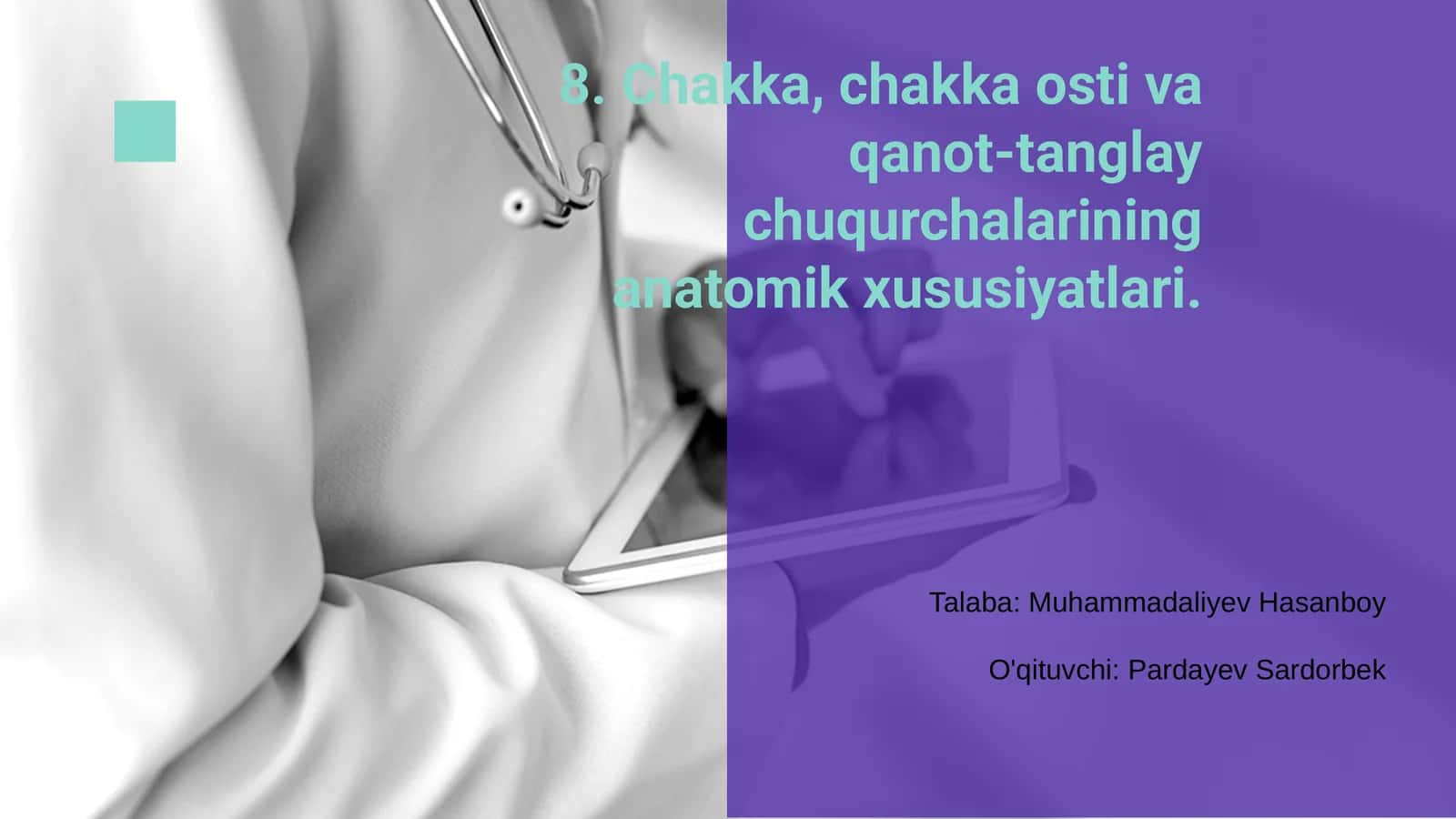 Chakka va qanot-tanglay chuqurchalarining anatomik xususiyatlari
