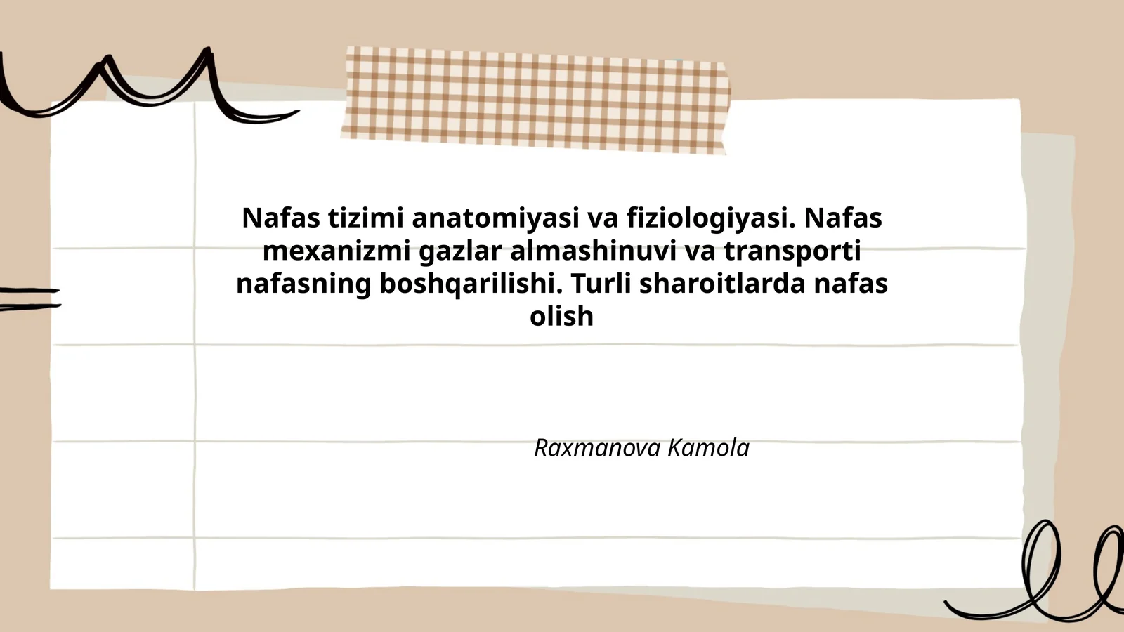 Nafas tizimi anatomiyasi va fiziologiyasi