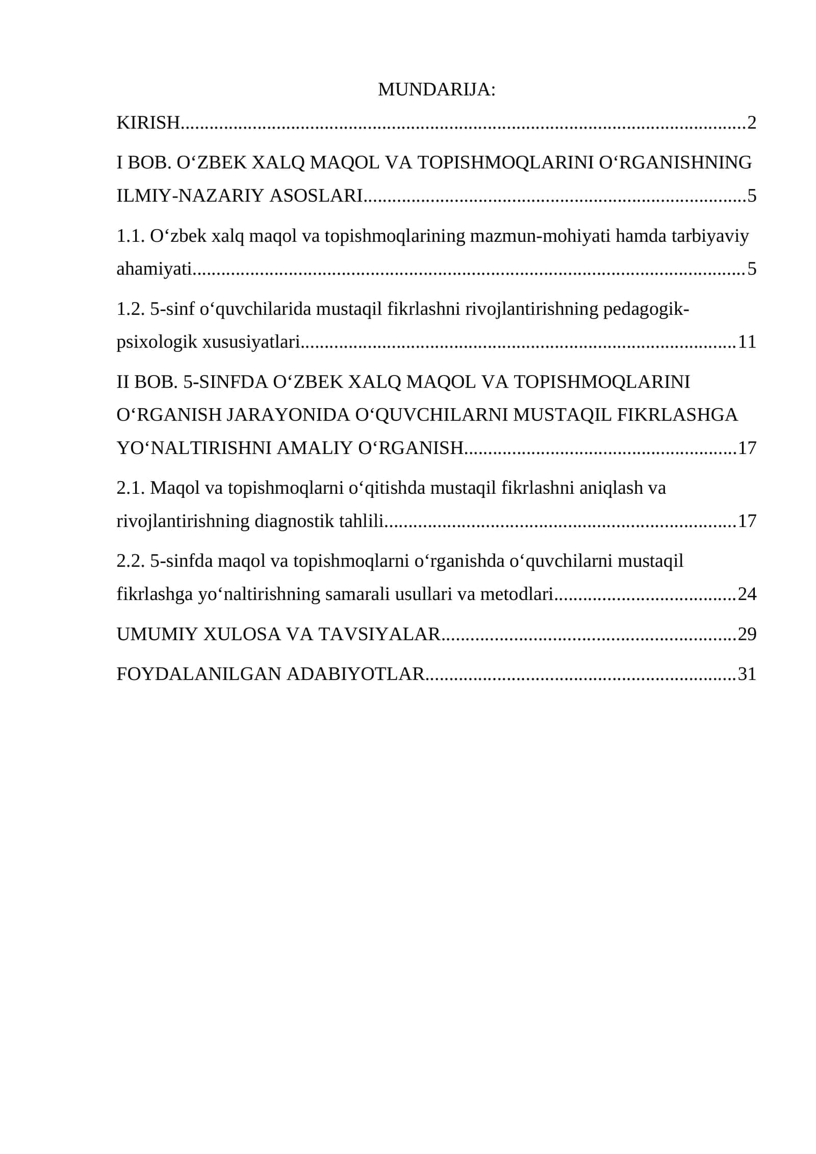 5-sinfda oʻzbek xalq maqol va topishmoqlarini oʻrganishda oʻquvchilarni mustaqil fikrlashga yoʻnaltirish usullari