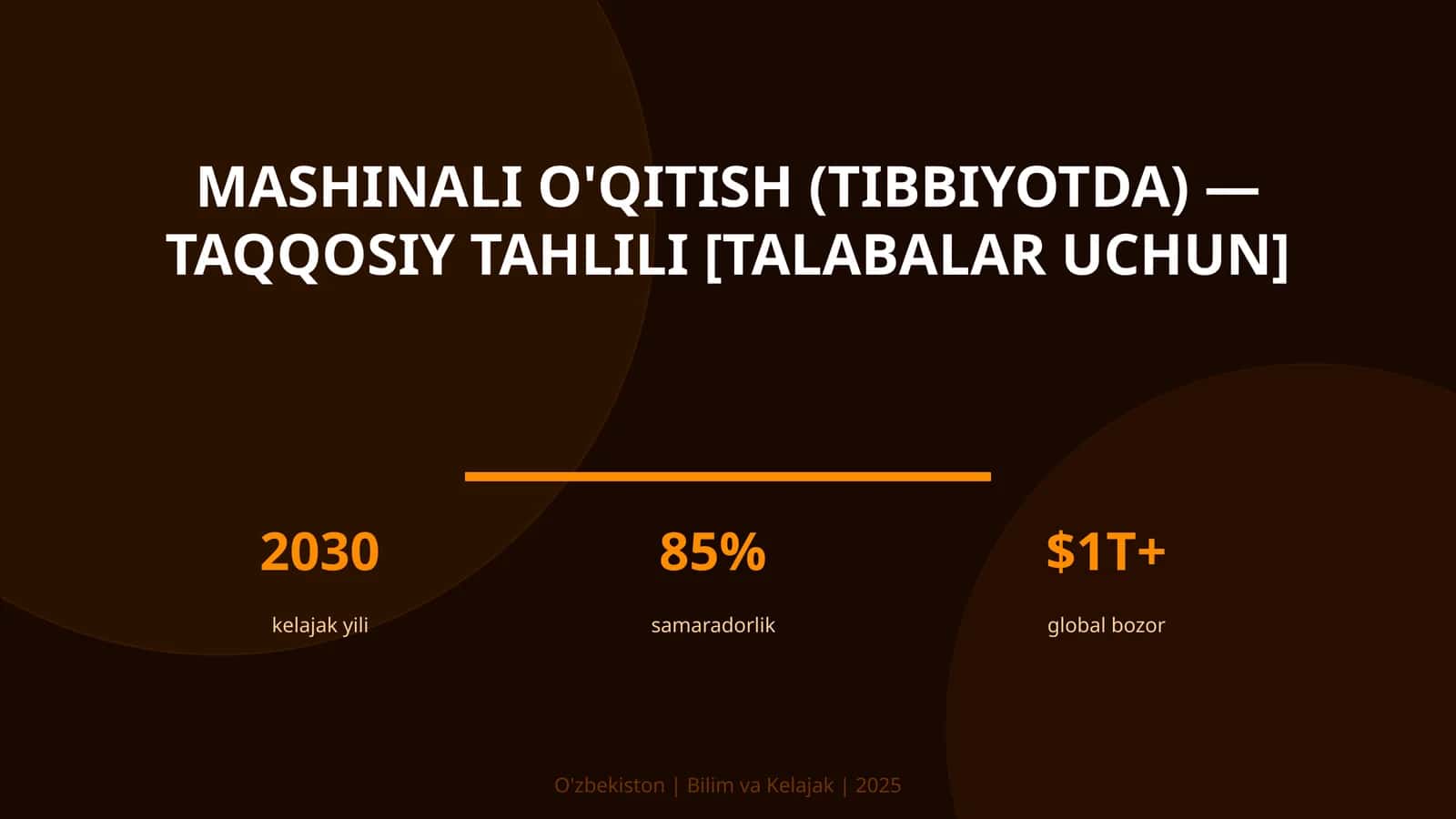 MASHINALI O'QITISH (TIBBIYOTDA) — TAQQOSIY TAHLILI [TALABALAR UCHUN]