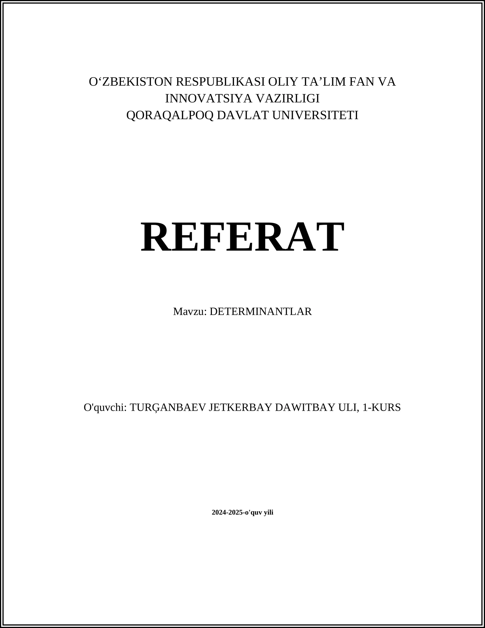 DETERMINANTLAR