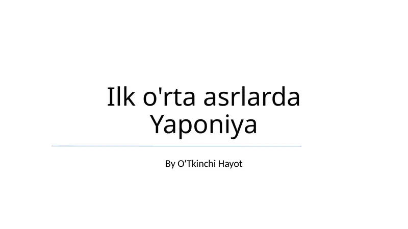 Ilk o'rta asrlarda Yaponiya