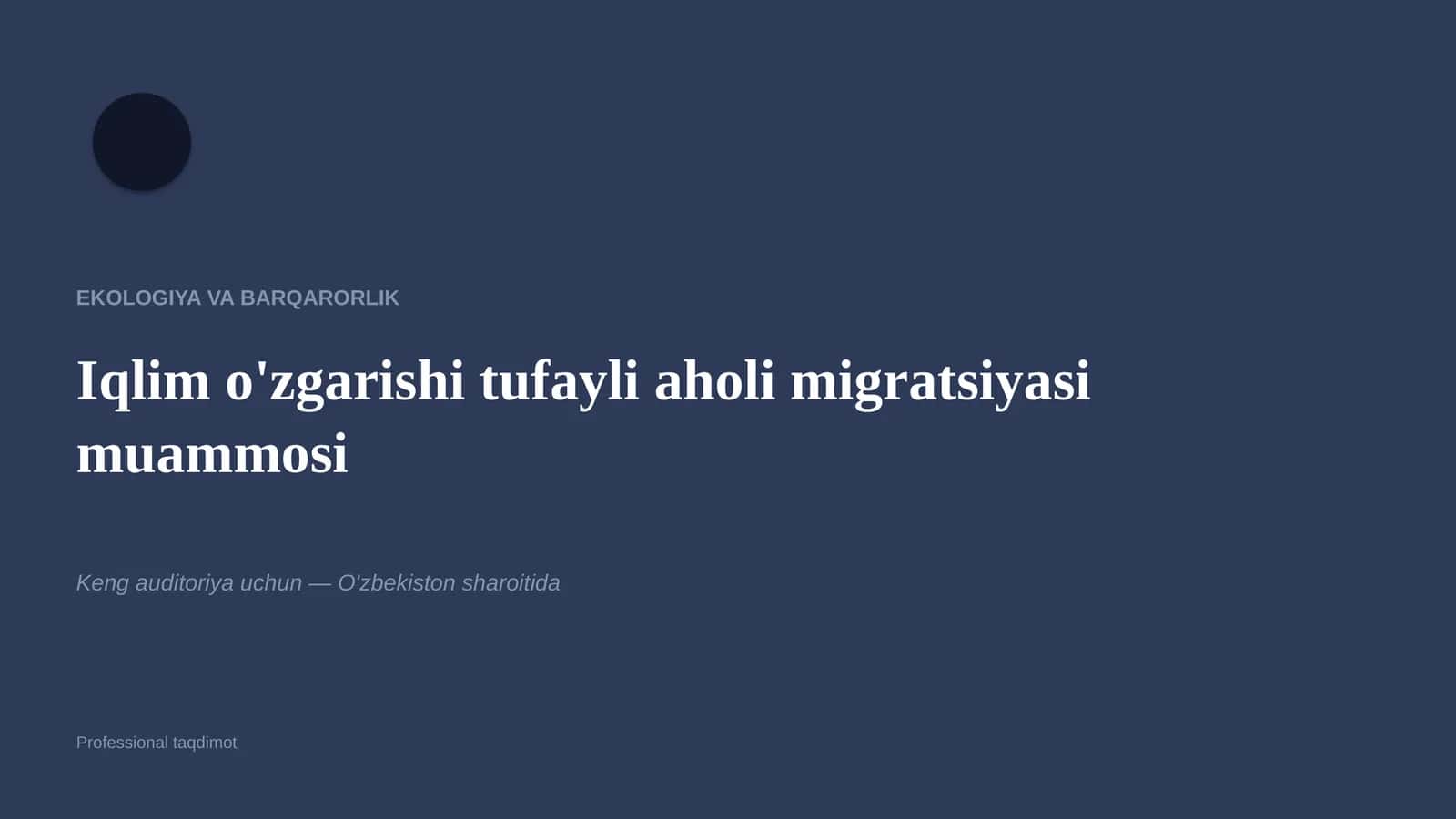 Ekologiya va Barqarorlik