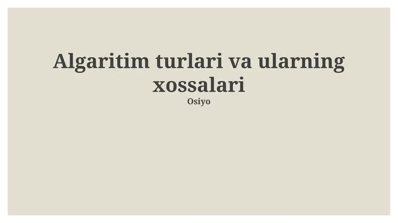 Algoritmlar turlari