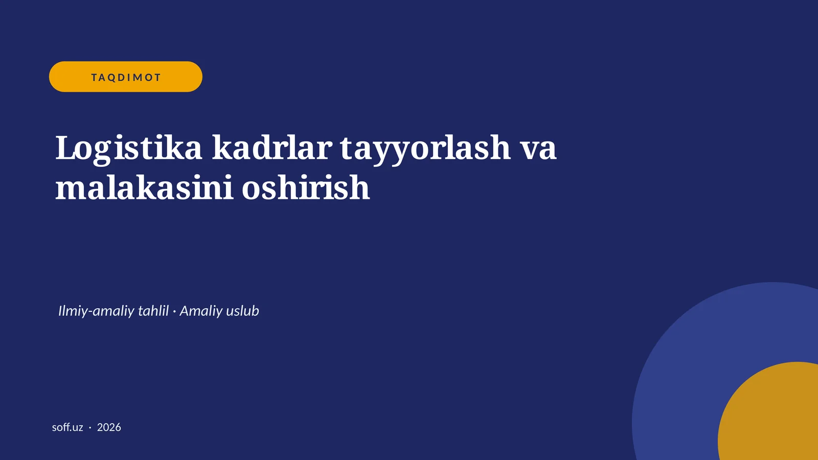 Logistika kadrlar tayyorlash va malakasini oshirish