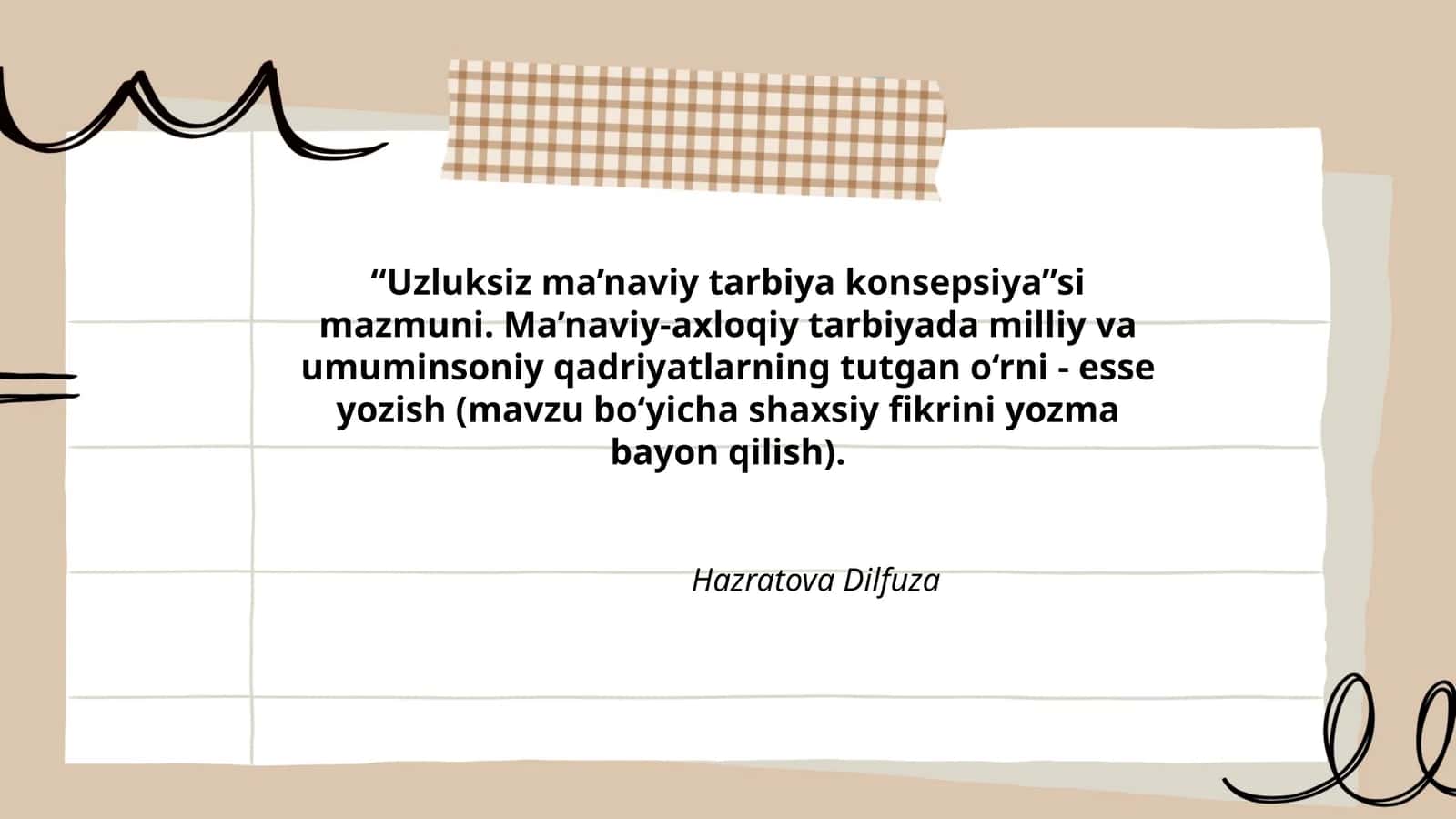 Uzluksiz ma’naviy tarbiya konsepsiya