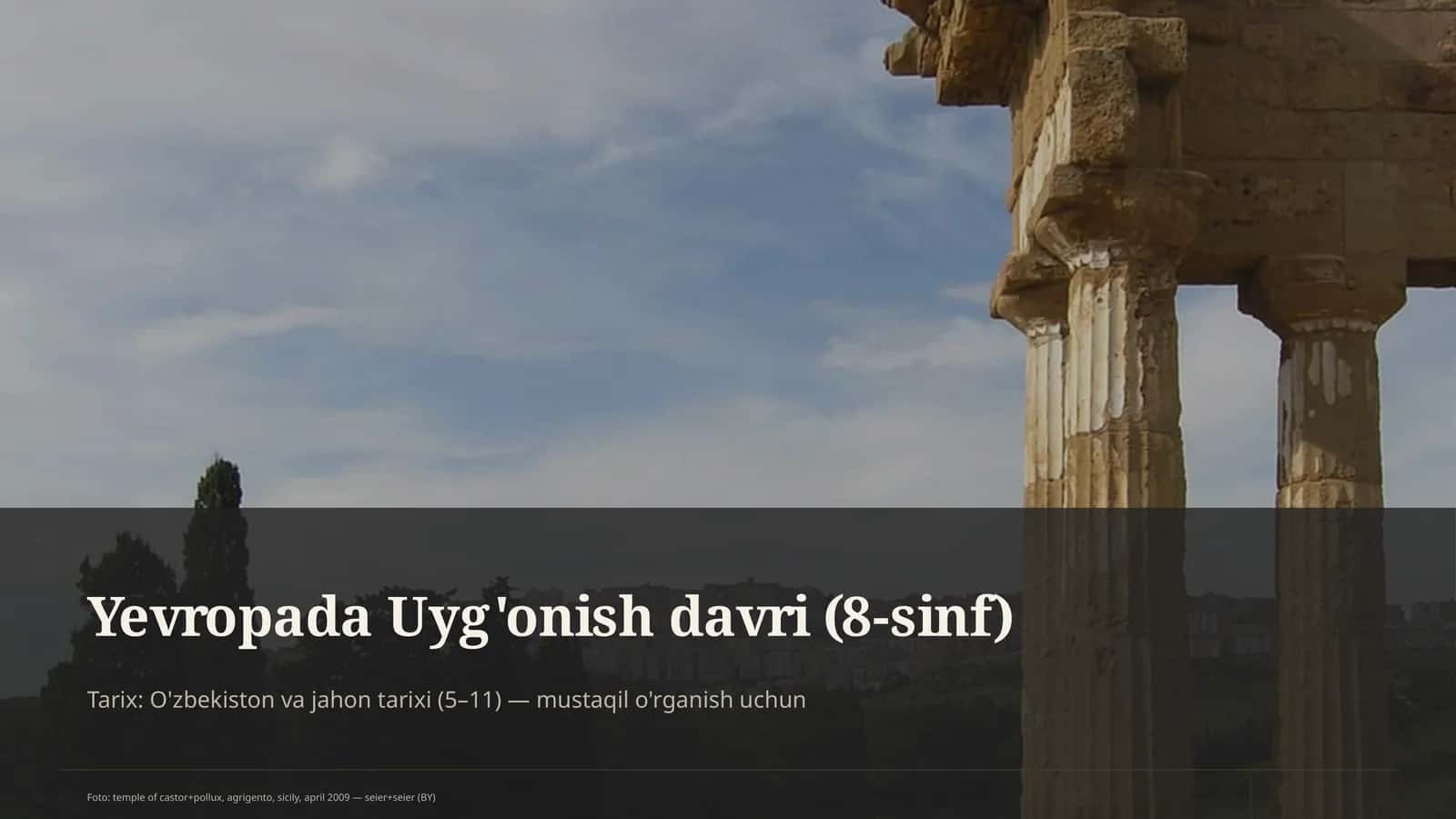 Yevropada Uyg'onish davri (8-sinf)