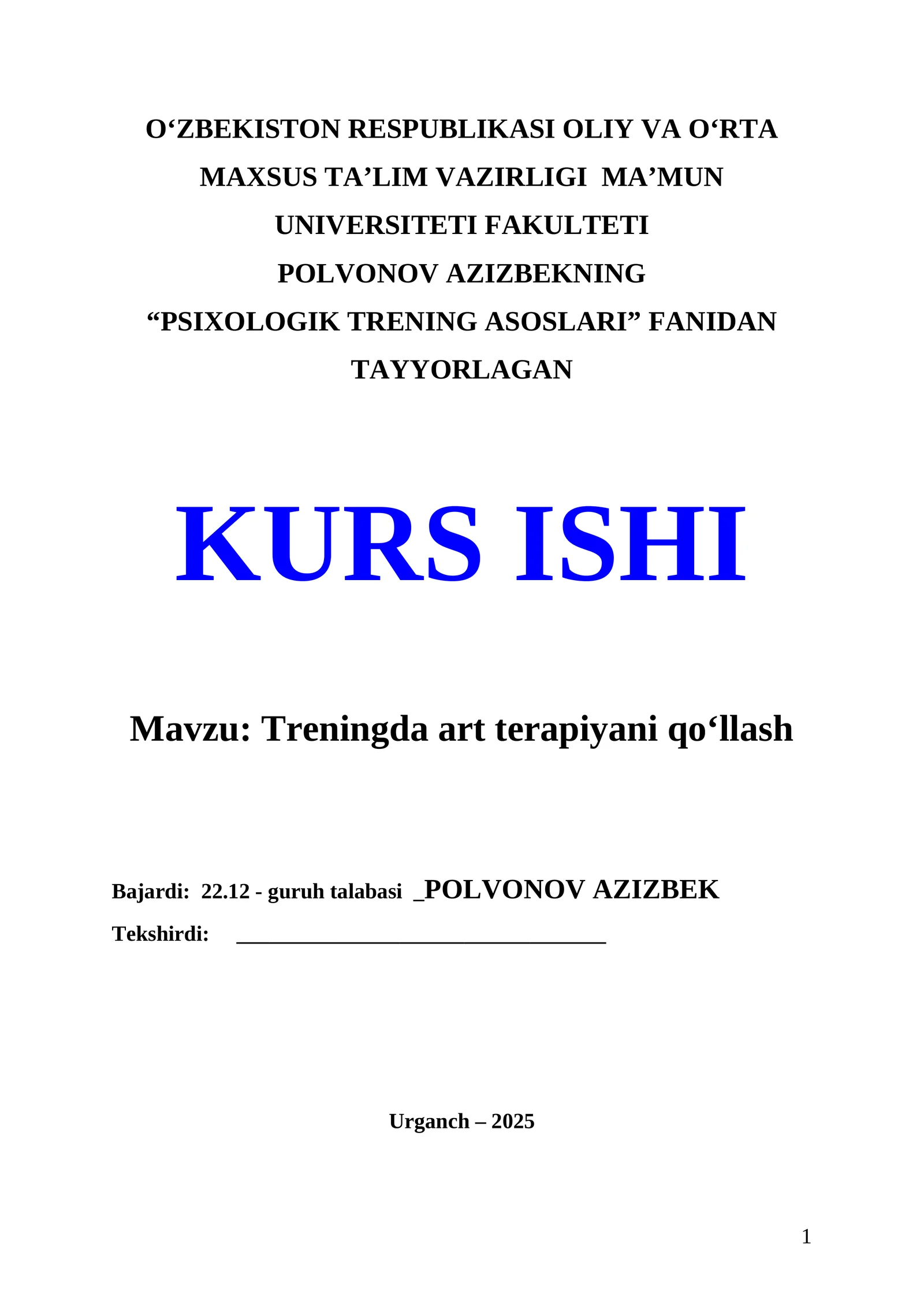 Treningda art terapiyani qoʻllash
