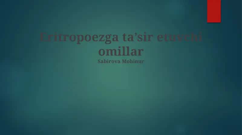 Eritropoezga ta’sir etuvchi omillar