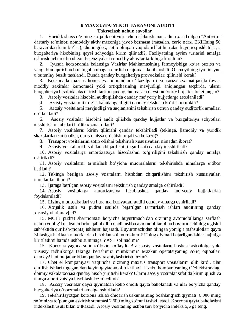TA’MINOT JARAYONI AUDITI