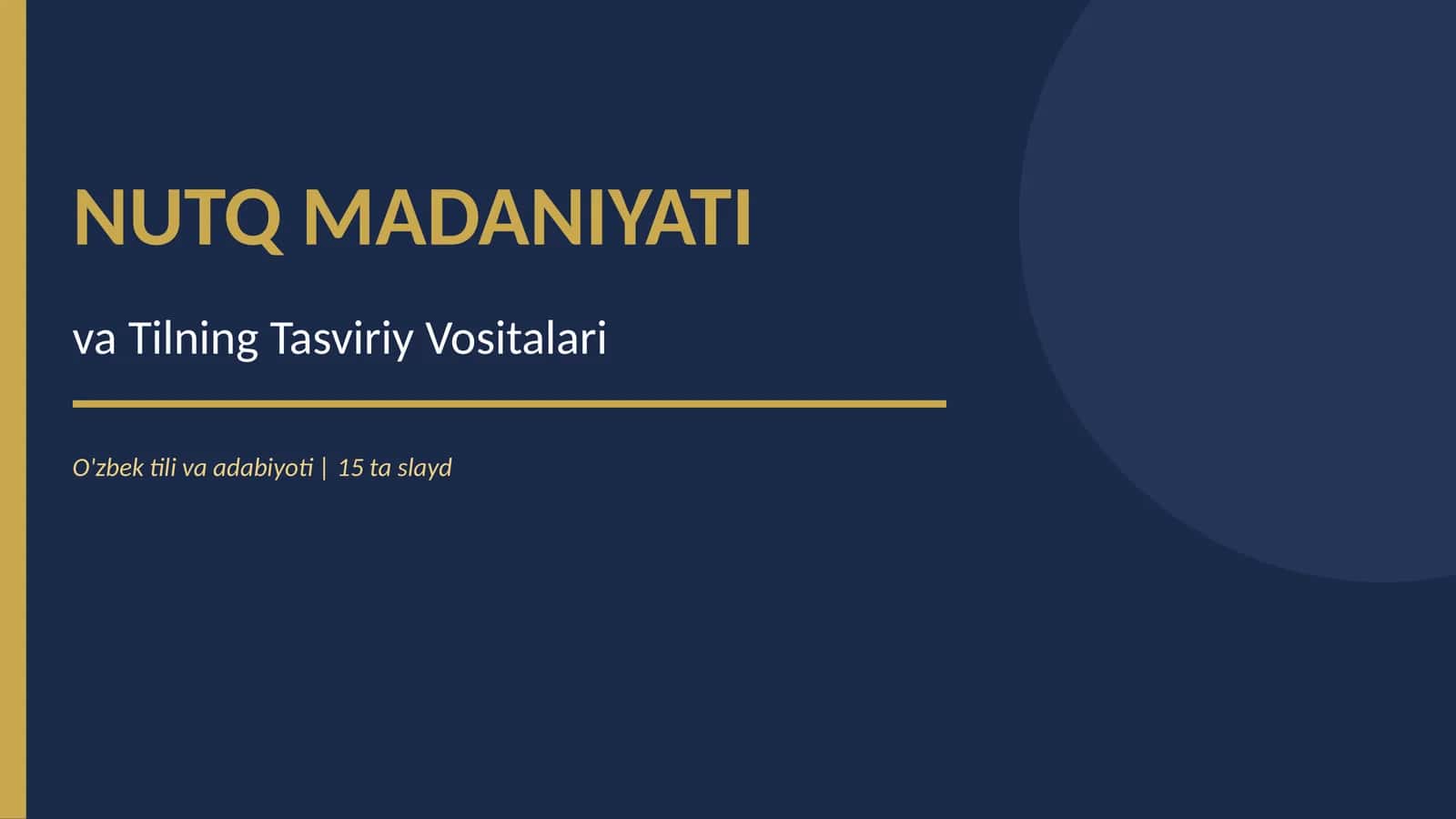 NUTQ MADANIYATI va Tilning Tasviriy Vositalari