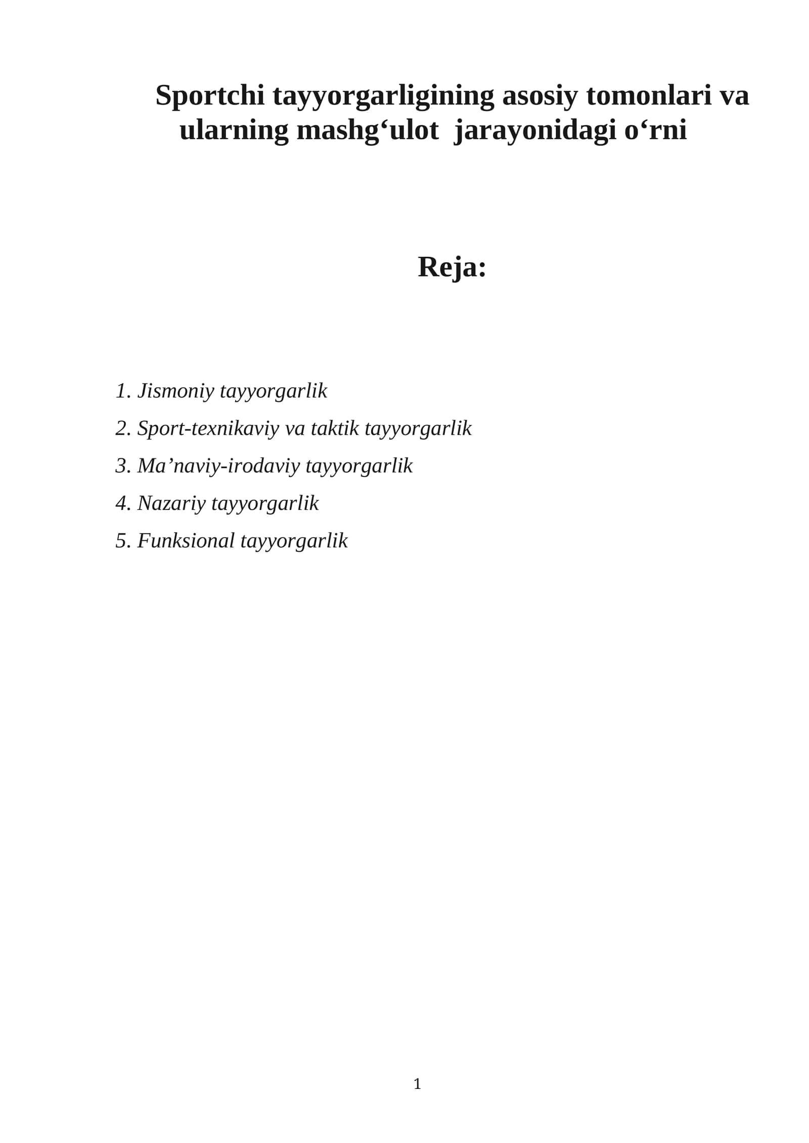 Jismoniy tayyorgarlik