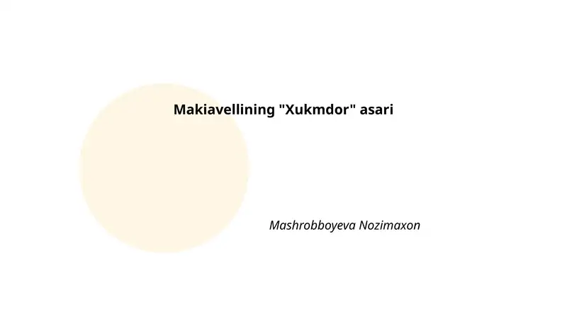 Makiavellining "Xukmdor" asari