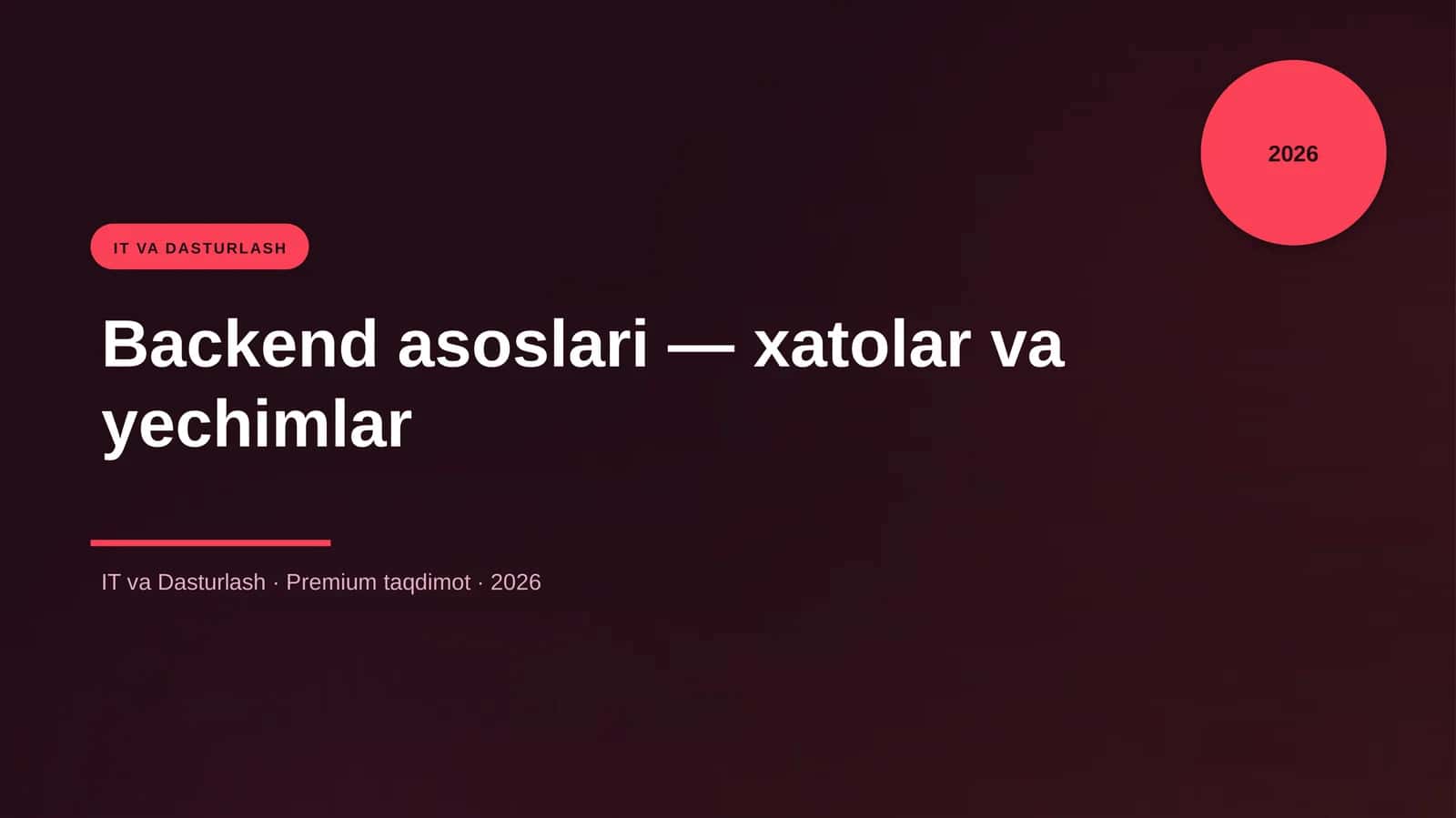 Backend asoslari — xatolar va yechimlar