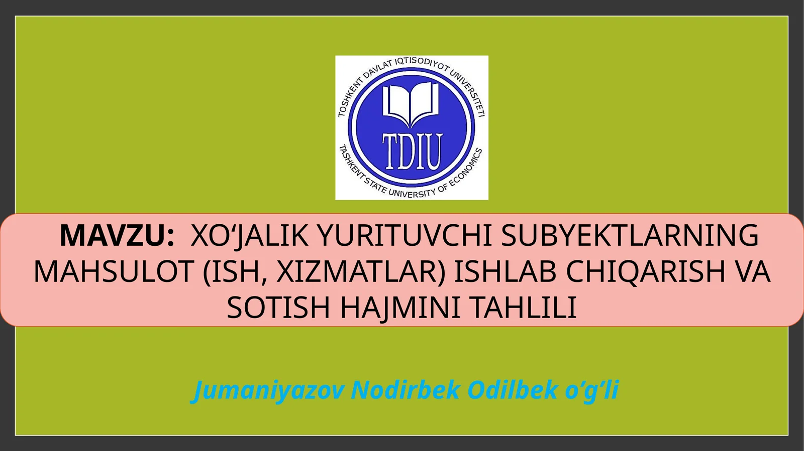 XOʻJALIK YURITUVCHI SUBYEKTLARNING MAHSULOT (ISH, XIZMATLAR) ISHLAB CHIQARISH VA SOTISH HAJMINI TAHLILI
