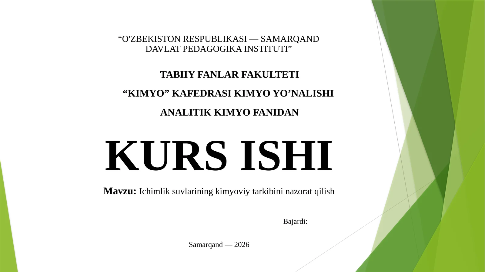 chmlik suvining kimyoviy tarkibi