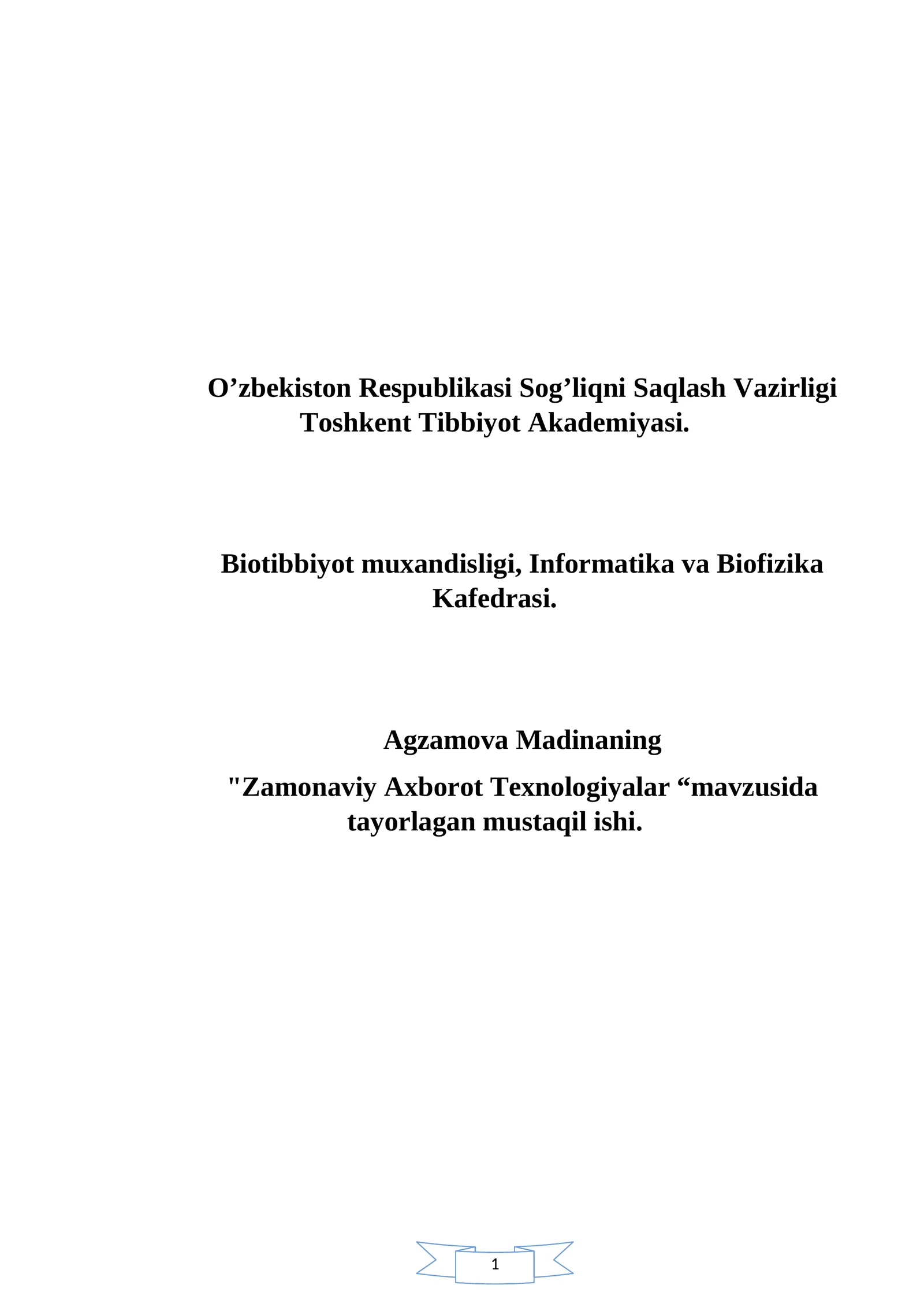 "Zamonaviy Axborot Texnologiyalar"