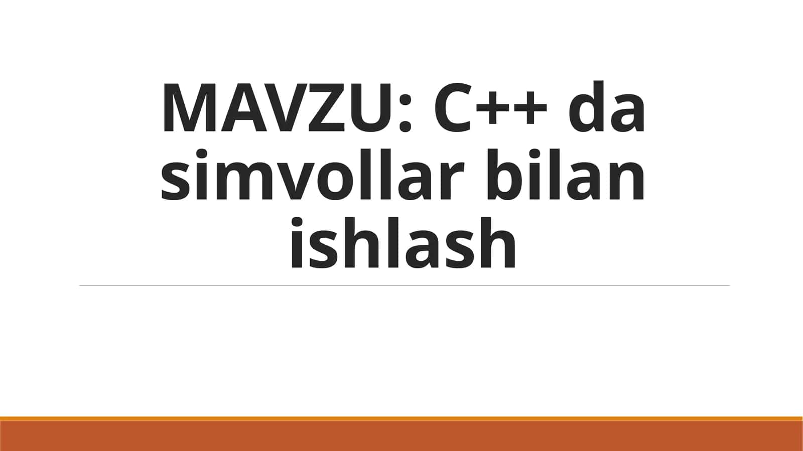 C++ da simvollar bilan ishlash