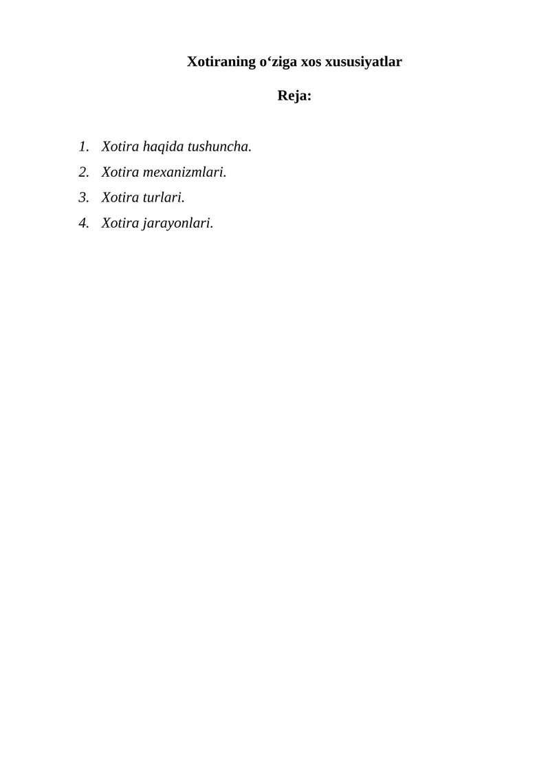 Xotira haqida tushuncha