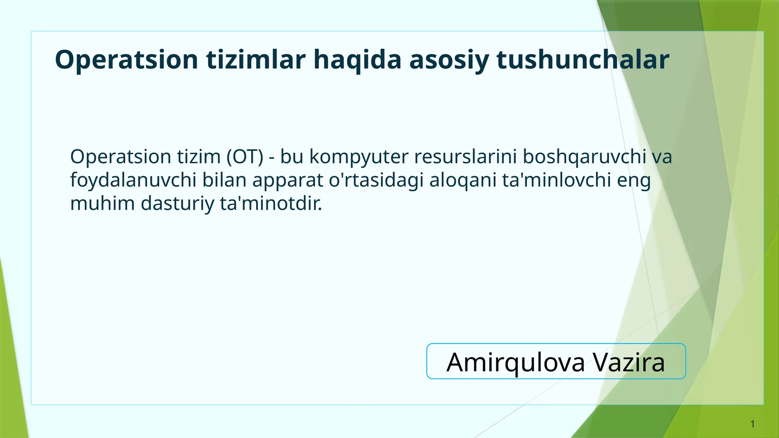 Operatsion tizimlar haqida asosiy tushunchalar