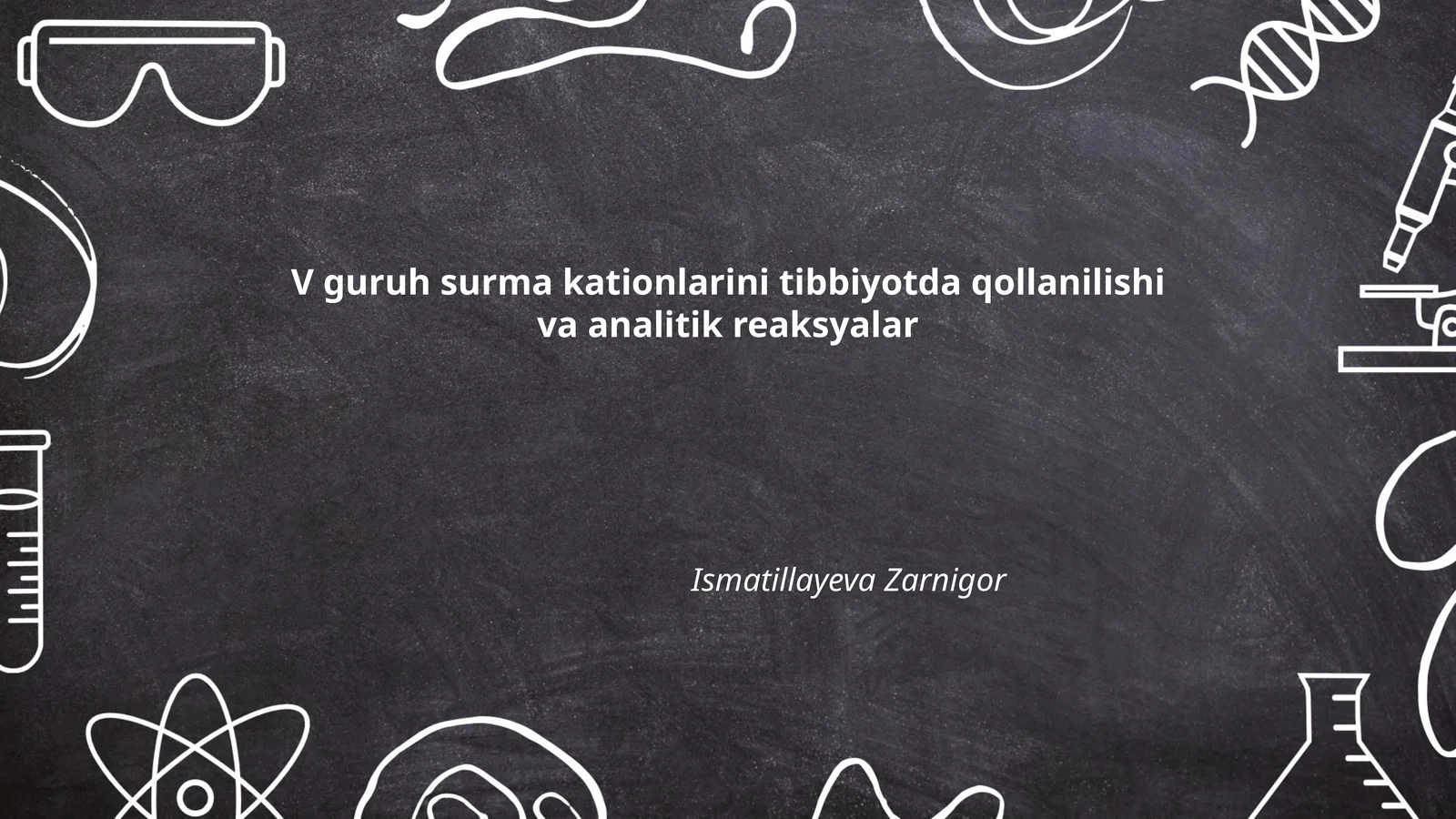 V guruh surma kationlarini tibbiyotda qollanilishi va analitik reaksyalar