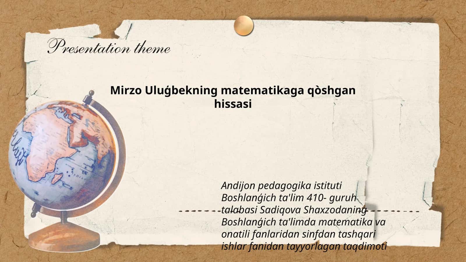 Mirzo Uluģbekning matematikaga qòshgan hissasi