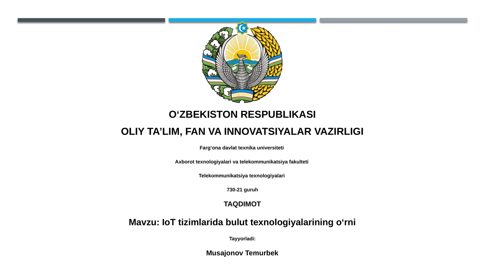 IoT tizimlarida bulut texnologiyalarining o‘rni