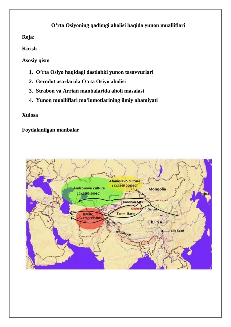 O’rta Osiyoning qadimgi aholisi haqida yunon mualliflari