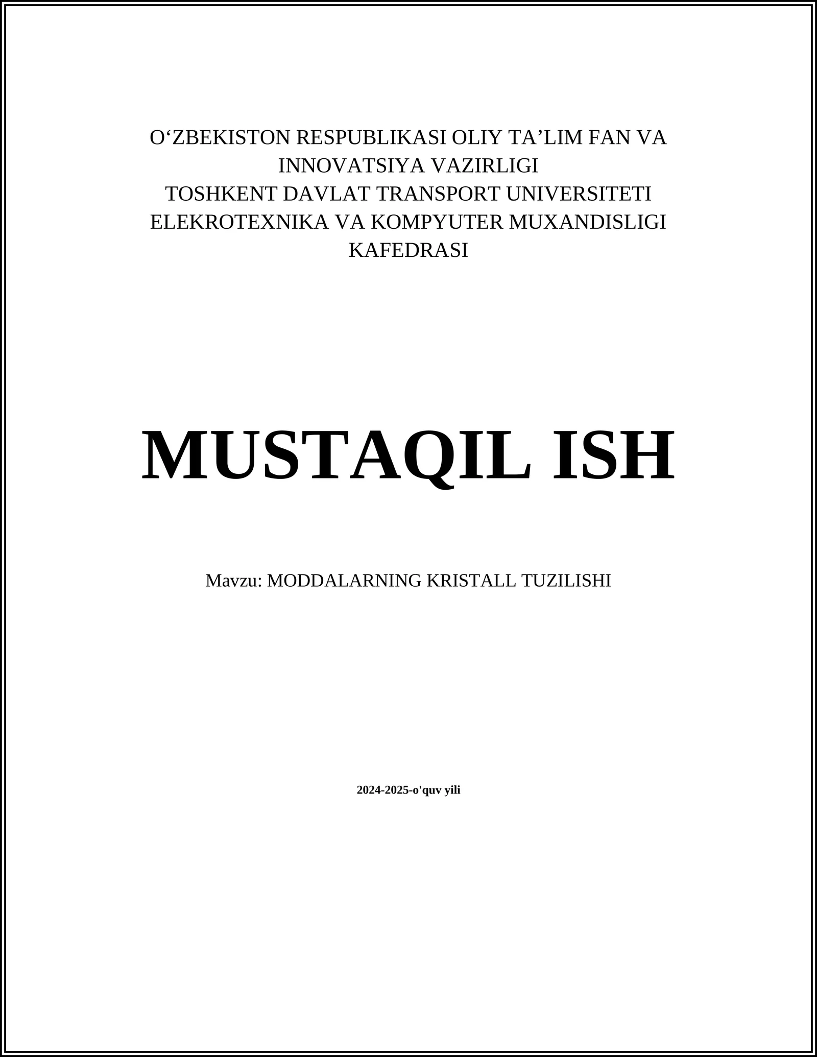 MODDALARNING KRISTALL TUZILISHI