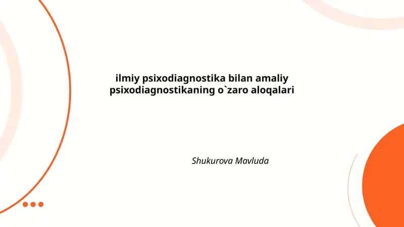 Ilmiy Psixodiagnostika va Amaliy Psixodiagnostika