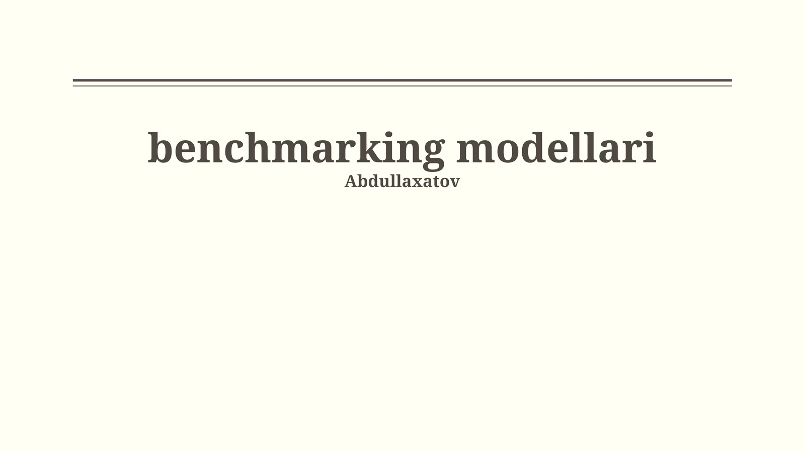 benchmarking modellari