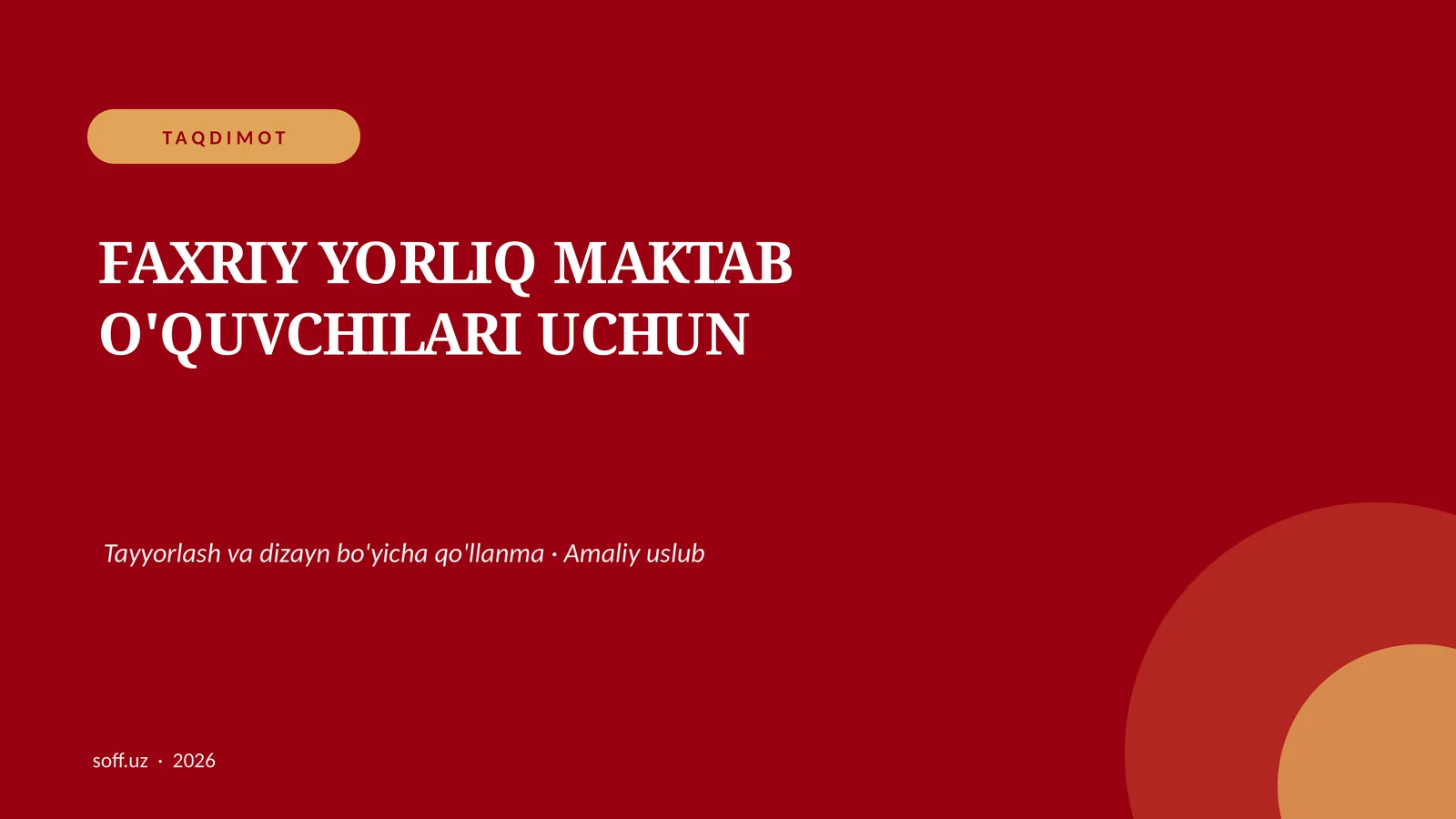 Faxriy Yorliq Maktab O'quvchilari Uchun