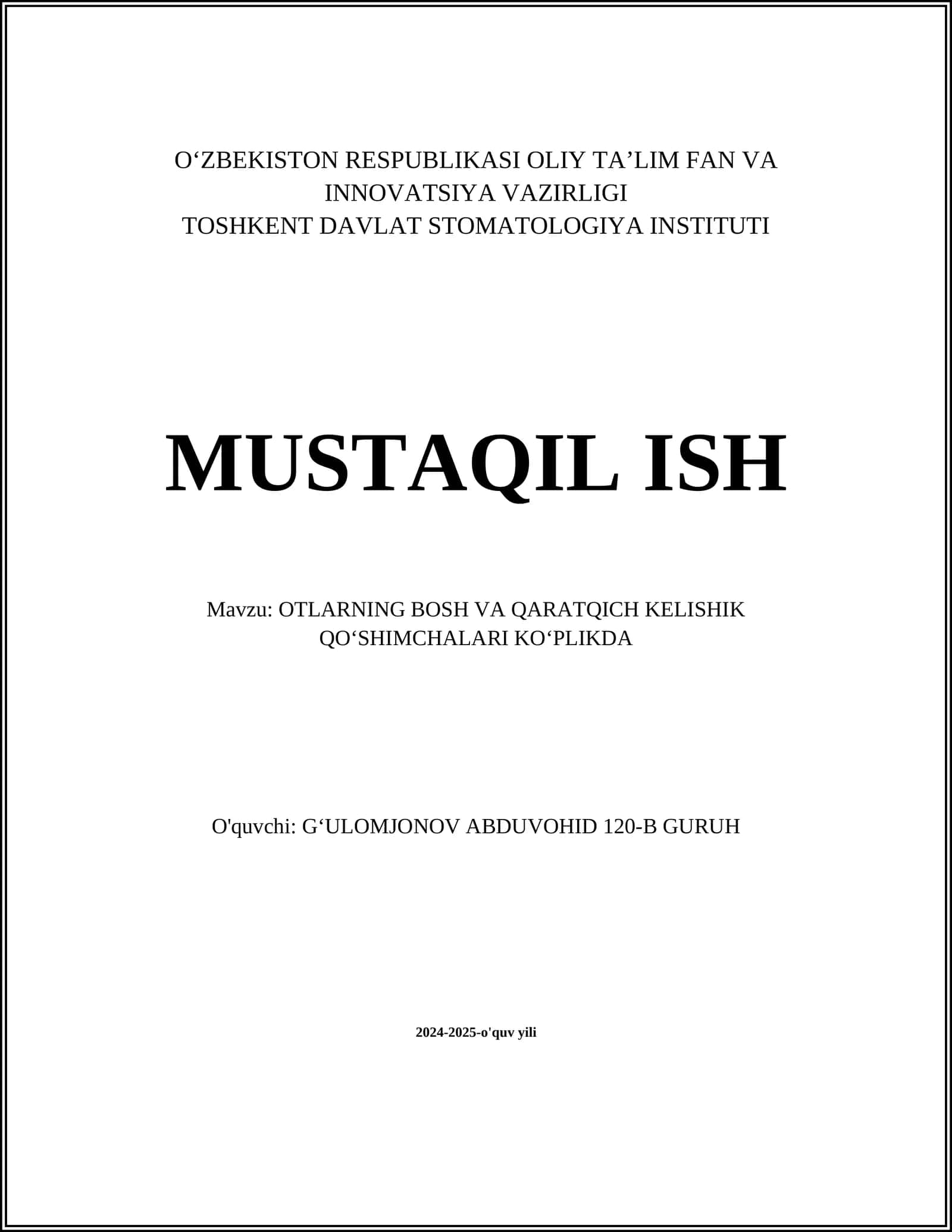 OTLARNING BOSH VA QARATQICH KELISHIK QOʻSHIMCHALARI KOʻPLIKDA