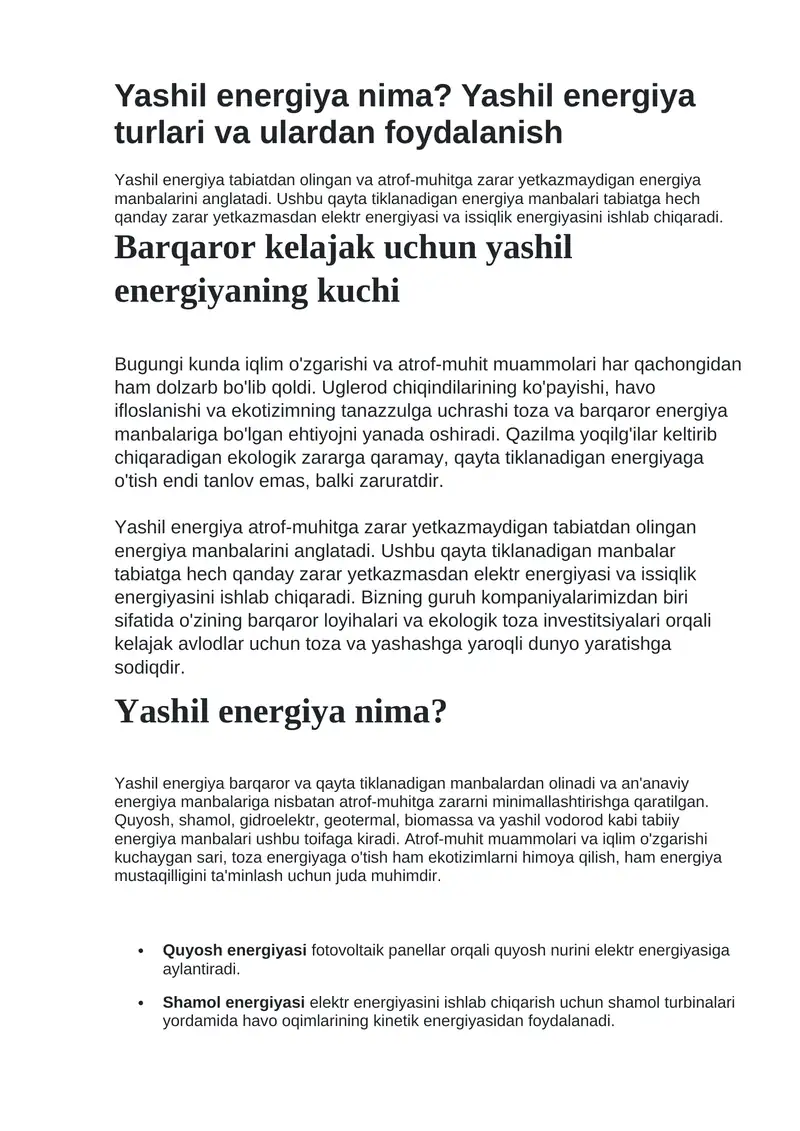 Yashil energiya
