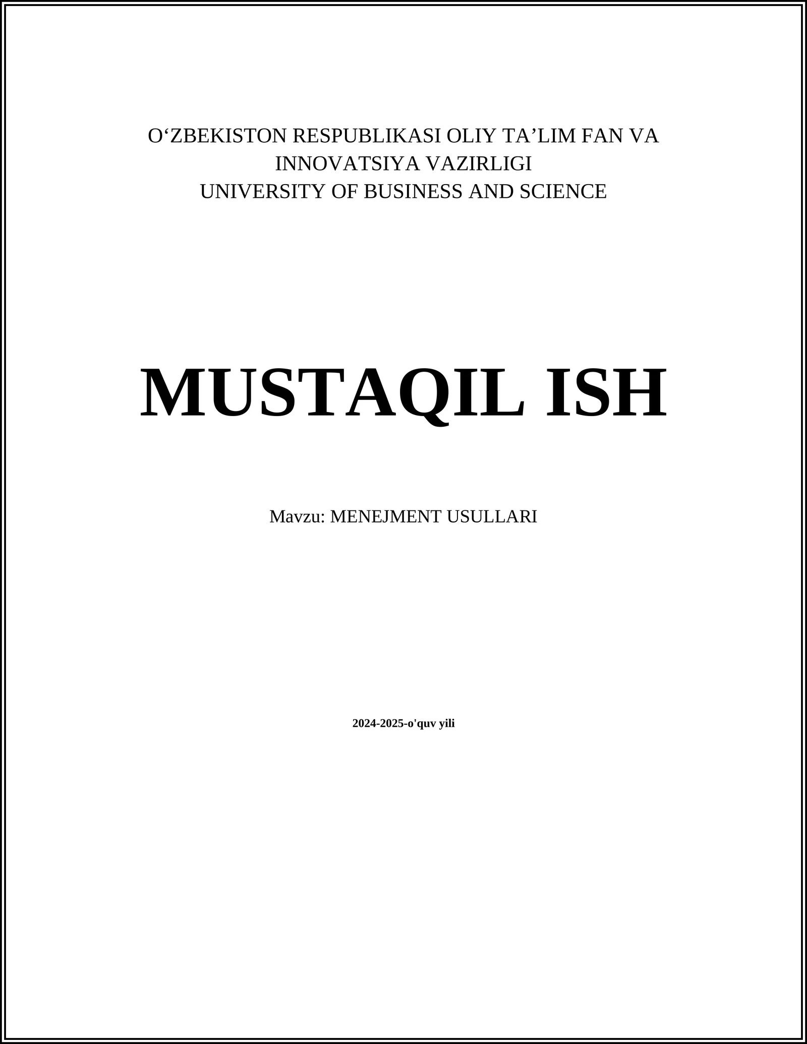 MENEJMENT USULLARI