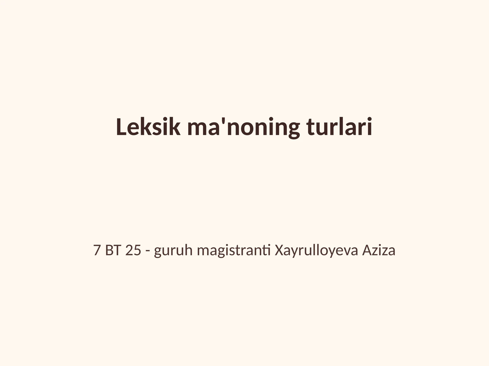 Leksik ma'noning turlari