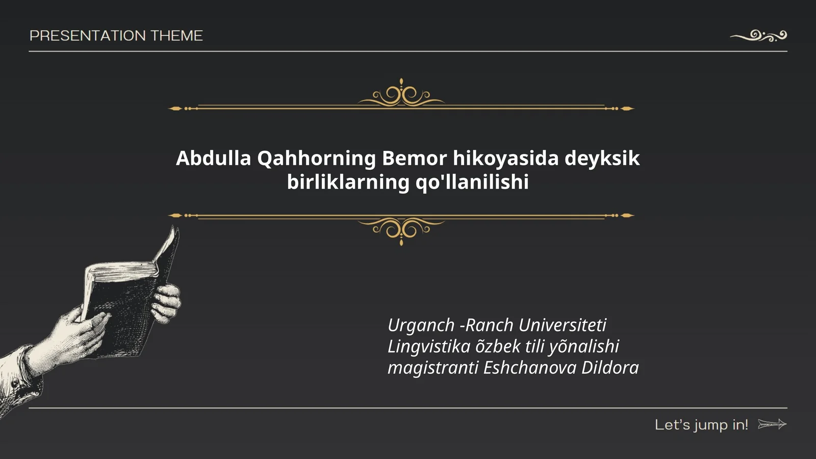Abdulla Qahhorning Bemor hikoyasida deyksik birliklarning qo'llanilishi
