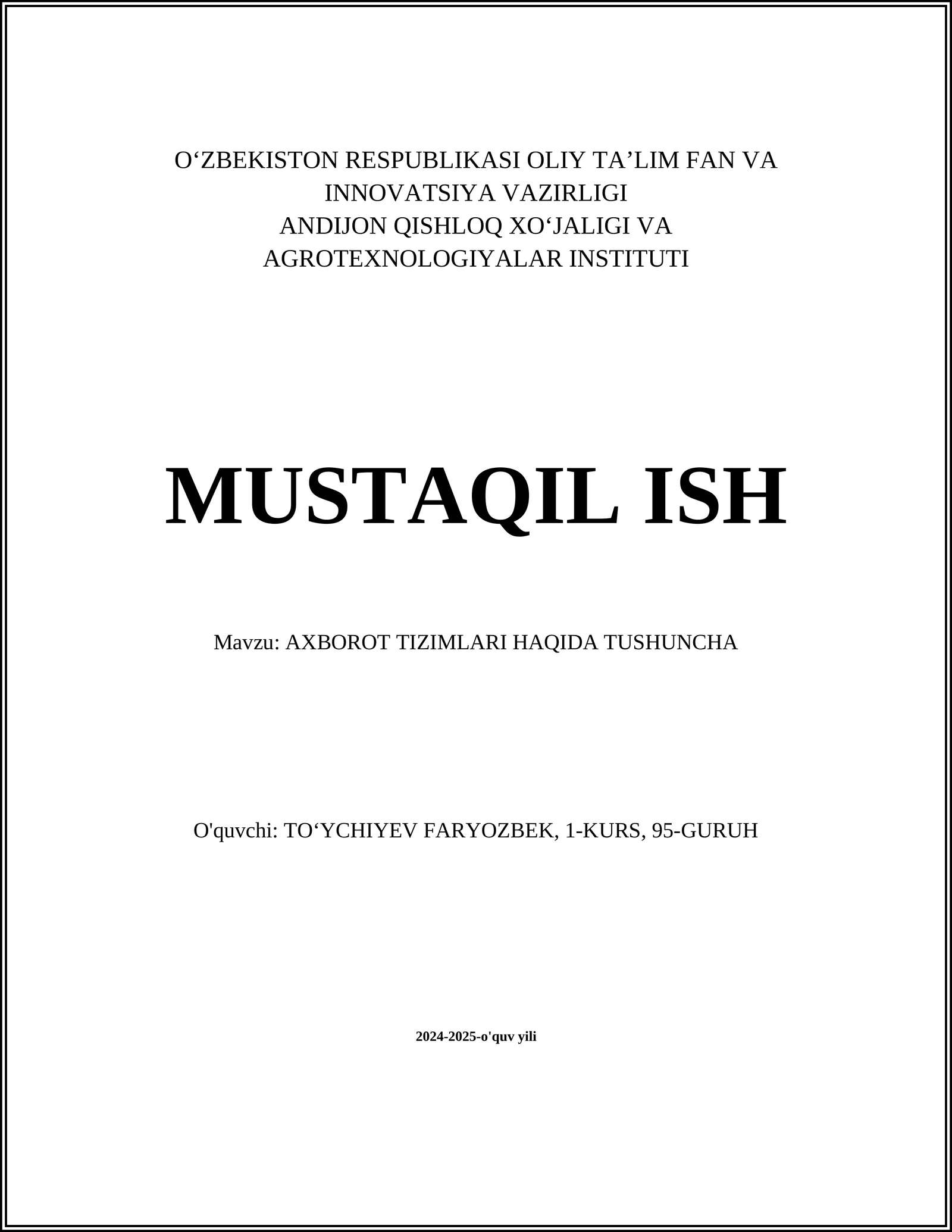 Axborot tizimlari ta'rifi