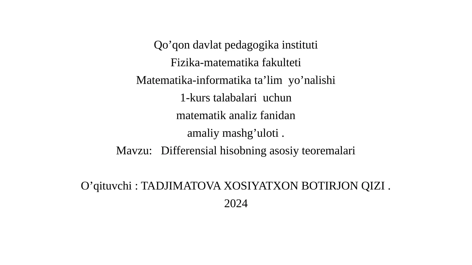 Differensial hisobning asosiy teoremalari